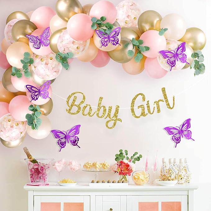 72Pcs 3D Butterfly Wall Decor 3 Sizes 3 Styles, Butterfly Decorations Party Birthday Cake Decoration, Removable Butterfly Wall Stickers for Kids Nursery Wedding Bedroom Room Decor(Purple)