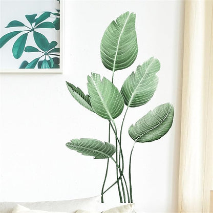 Tropical Leaf Green Leaves Wall Decals Monstera Deliciosa Liebm Palm Tree Leaf Plants Wall Stickers Bedroom Living Room TV Wall Door Decor Murals (Tropical Leaf Green 3)
