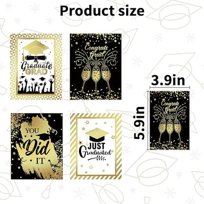 24Pcs Graduation Gift Wine Labels Congrats Grad Wine Bottle Stickers Graduation Party Waterproof Wine Bottle Decoration Cover for College Congrats Graduation Party Decorations, 4 Design