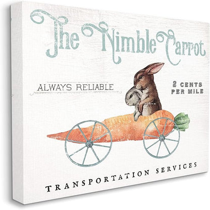 Stupell Industries Vintage Easter Bunny The Nimble Carrot Transportation Advertisement Canvas Wall Art, 48 x 36, White