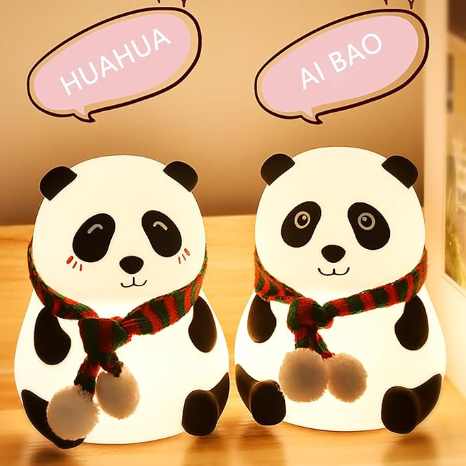 Panda Silicone Nursery Night Light Night Light for Kids, Panda Gifts, Cute LED Lamps for Teen Girls Bedroom,Bedroom Decorations Gifts for Toddlers,Kawaii Room Decor (Closed Eyes)