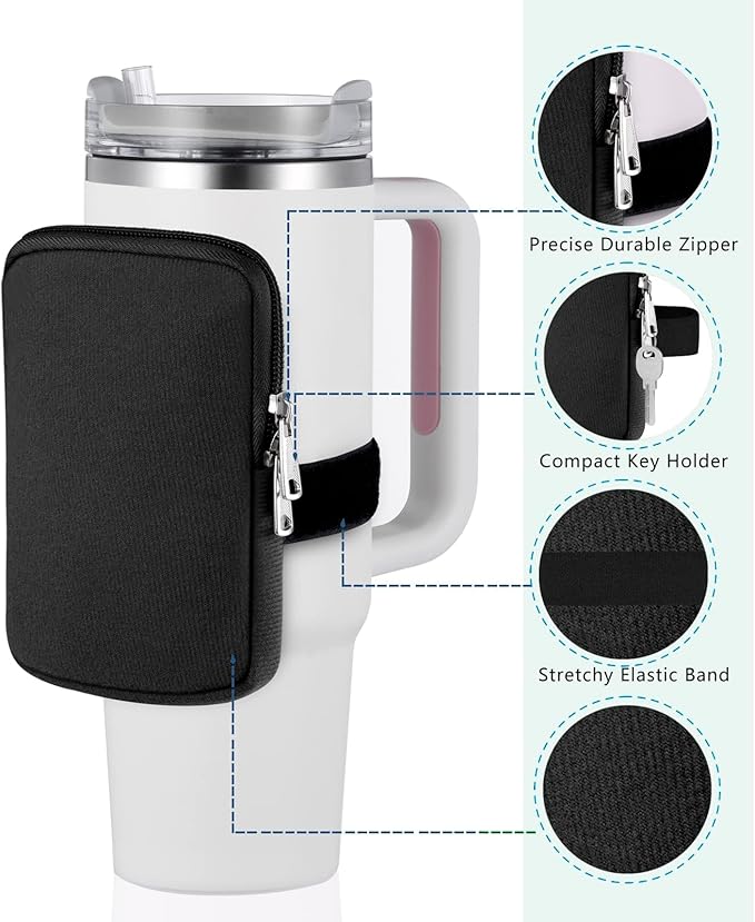 Water Cup Bottle Pouch Compatible for Stanley Tumbler Quencher Adventure 40oz & Stanley IceFlow 20/30 oz, Gym Running Water Bottle Fanny Pack Bag Accessories Handheld Caddy for Women Men