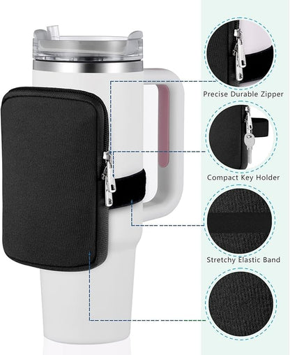 Water Cup Bottle Pouch Compatible for Stanley Tumbler Quencher Adventure 40oz & Stanley IceFlow 20/30 oz, Gym Running Water Bottle Fanny Pack Bag Accessories Handheld Caddy for Women Men