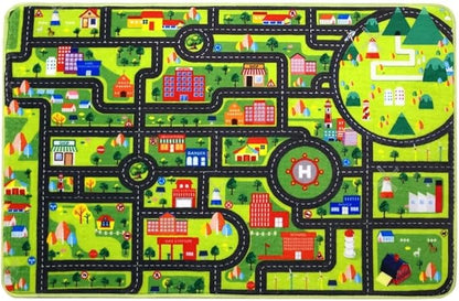 Kids Carpet Playmat Rug 5x7 Ft City Life Game Play Area Rug Kids Baby Childern Educational Road Traffic Play Mat Super Soft Non Slip Car City Map for Toddler Nursery Playroom Classroom, Grey