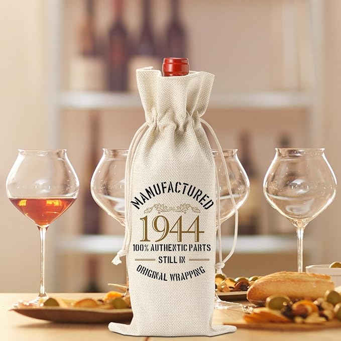 80th Birthday Gifts for Women Men Funny Wine Bag 80th Birthday Party Decorations Favors Happy Anniversary 80 Year Old Gifts for Woman Uncle Aunt Mom Dad Grandparents Wine Gift Bag