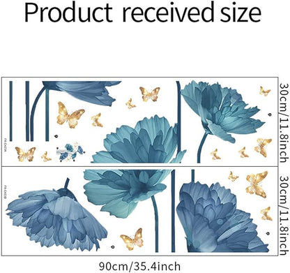 Waterproof Removable Vinyl Flowers Butterfly Wall Decal Wall Sticker Decorations Nursery Kidsroom School Classroom Livingroom Bedroom Bathroom Blue