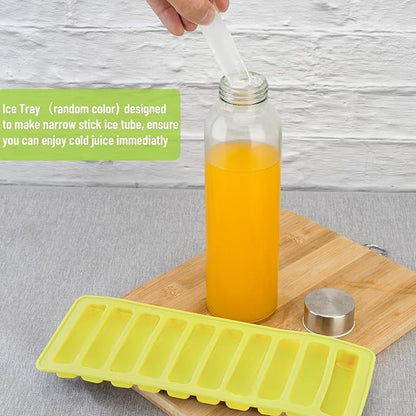 Glass Juice Bottles with Lids for Juicing 24 oz, Reusable Clear Glass Water Bottles with Stainless Steel Airtight Cap for Refrigerator, 100% Leak Proof, BPA Free, ECO Friendly, Set of 6