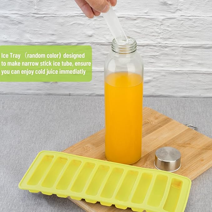 Glass Juice Bottles with Lids for Juicing 24 oz, Reusable Clear Glass Water Bottles with Stainless Steel Airtight Cap for Refrigerator, 100% Leak Proof, BPA Free, ECO Friendly, Set of 3