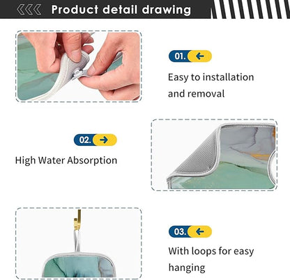 Marble Turquoise Green Faucet Water Catcher Mat 2 Pack Tie Dye Gray Purple Drying Mat Absorbent Bathroom Faucet Handle Drip Catcher Tray Bar RV Kitchen Sink Splash Guard 23x5 Inches