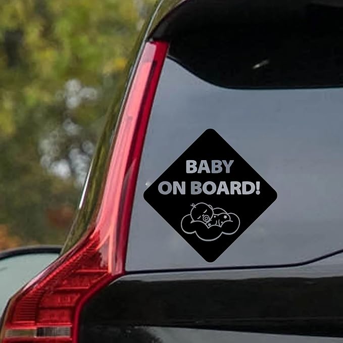 Baby on Board Sleepy Baby Viynl Decal Sticker for Windows, Car Sticker | Cars Trucks Vans, Bumper Sticker, Size: 5inch (Black)