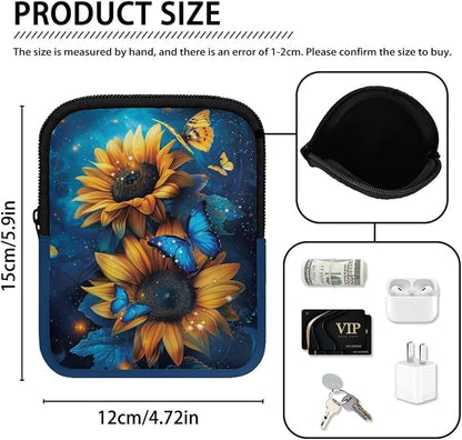 Sunflower Butterfly Stanley Cup Pouch with Adjustable Strap Water Bottle Storage Bag 20oz-40oz IceFlow Tumbler Pouch for Stanley Accessories