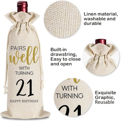 21st Birthday Wine Bag Gifts for Her, Cool 21st Birthday Gifts, 21st Birthday Gift Ideas for Women Men, 21 Years Old Birthday Party Decoration Wine Bag Gifts, 2003 Wine Bag