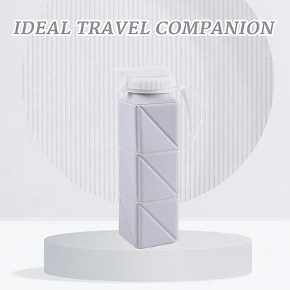EOBTAIN Collapsible Watter Bottle for Traveling Grey Silicone Foldable Water Bottles with Straw,Portable Lightweight and BPA Free Reusable Water Bottle Cup for Camping Hiking,Leakproof