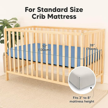 2-Pack Waterproof Crib Sheets for Boys, Girls - Viscose Derived from Bamboo Crib Sheets Neutral, Crib Mattress Protector Sheet, Soft Toddler Bed Sheets, Fitted Baby Crib Sheets Girl, Boy (Slate)