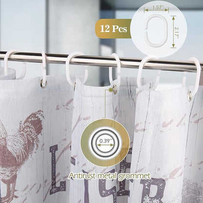 Aimego Stall Small Shower Curtain - Farmhouse Funny Cute Cow Sunflower Rustic Wooden Country Narrow Half Fabric Cloth Shower Curtain Set for Bathroom Decor Accessories Bath Curtain, 36"x72"