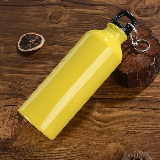 Aluminum Round Canteen Water Bottle - Sports Water Bottle for Travel Sports Camping Hiking Outdoor Recreation with Hook Portable BPA Fre 25 Oz Yellow