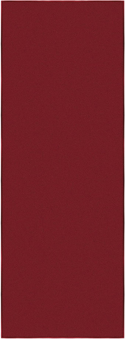 Machine Washable Modern Solid Design Non-Slip Rubberback 2x6 Traditional Runner Rug for Hallway, Kitchen, Bedroom, Living Room, 2'2" x 6', Red