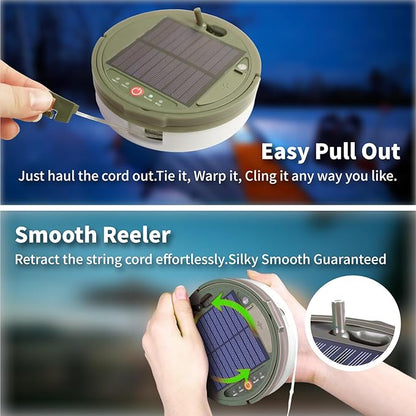 Solar Camping String Lights, 2 in 1 Solar Battery String Light Lantern Waterproof 39.4ft 8 Modes, Solar String Lights for Camping 3600mAh Rechargeable String Lights