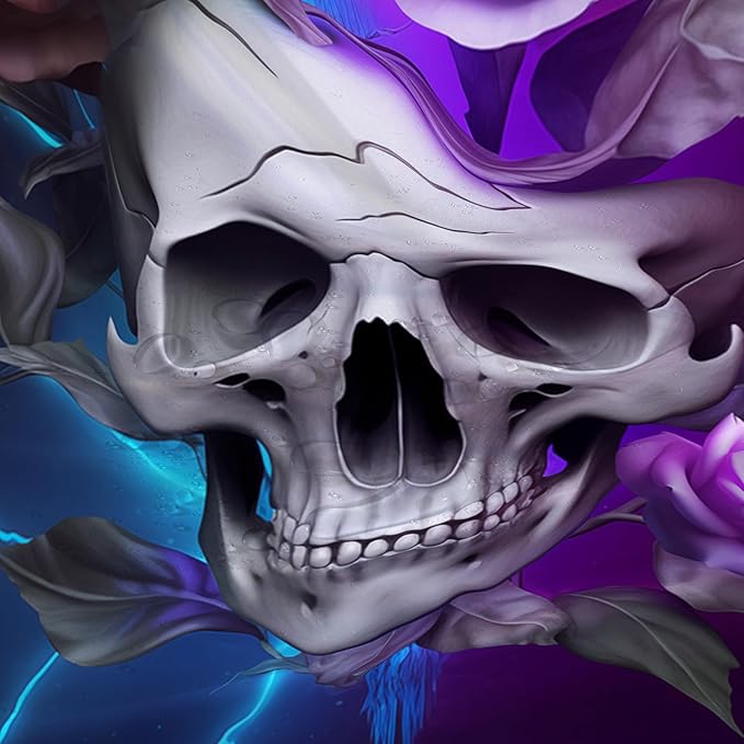 AILONEN 3D Skull Shower Curtain,Purple Rose with Skeleton Design Shower Curtain Set with Hooks for Boys Girls Teens,Gothic Skull with Light Waterproof Fabric Shower Curtain for Bathroom,72" W*96" H