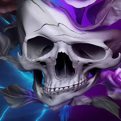 AILONEN 3D Skull Shower Curtain,Purple Rose with Skeleton Design Shower Curtain Set with Hooks for Boys Girls Teens,Gothic Skull with Light Waterproof Fabric Shower Curtain for Bathroom,72" W*96" H