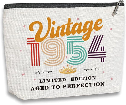 70th Birthday Gifts for Women, 1954 Vintage Makeup Bag, Best 70 Year Old Birthday Gift Ideas for Mom, Bonus Mom, Grandma, Nana, Gigi, Funny Anniversary Ideas for Her