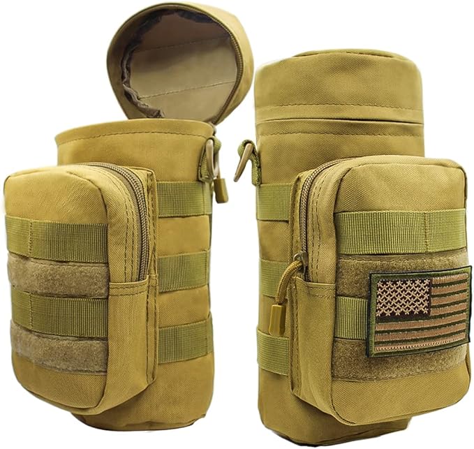 Outdoor Military Tactical Water Bottle Bag, Multi-Function Mount Water Bottle Bag for Camping Trip, with Adjustable Shoulder Strap, Large-Capacity Water Bottle Bag on Waist