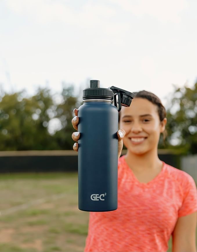 40oz Stainless Steel Water Bottles Leak Proof Vacuum Insulated Water Bottle Thermos Flask Sport Water Bottle (Black)