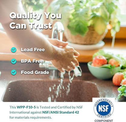 5 Micron 10" x 2.5" String Wound Whole House Water Filter Cartridge for Well Water, SimPure Sediment Filter Replacement for Housing DB1025 AP110 (4 Pack)