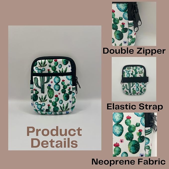 Neoprene Water Resistant Water Bottle Pouch with Adjustable Velcro, Gym Accessories, Sports Armband, Compatible with Stanley Quencher (Cactus)