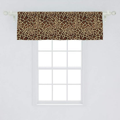 Ambesonne Zambia Window Valance, Giraffe Skin Pattern Wildlife Symbolic Zoo Hippie Style Picture, Curtain Valance for Kitchen Bedroom Decor with Rod Pocket, 54" X 18", Yellow Redwood