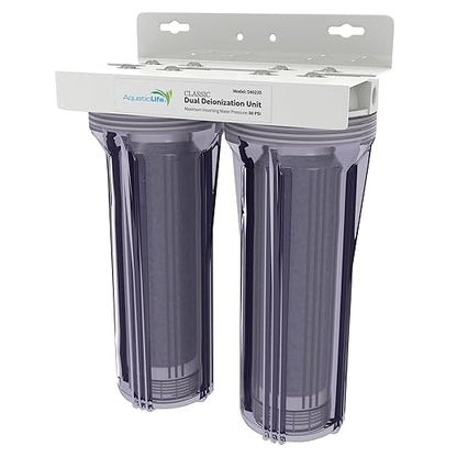 Aquatic Life Dual DI Color Changing Mixed Bed Resin Water Filtration System, Double Canister, Aquarium, Hydroponics