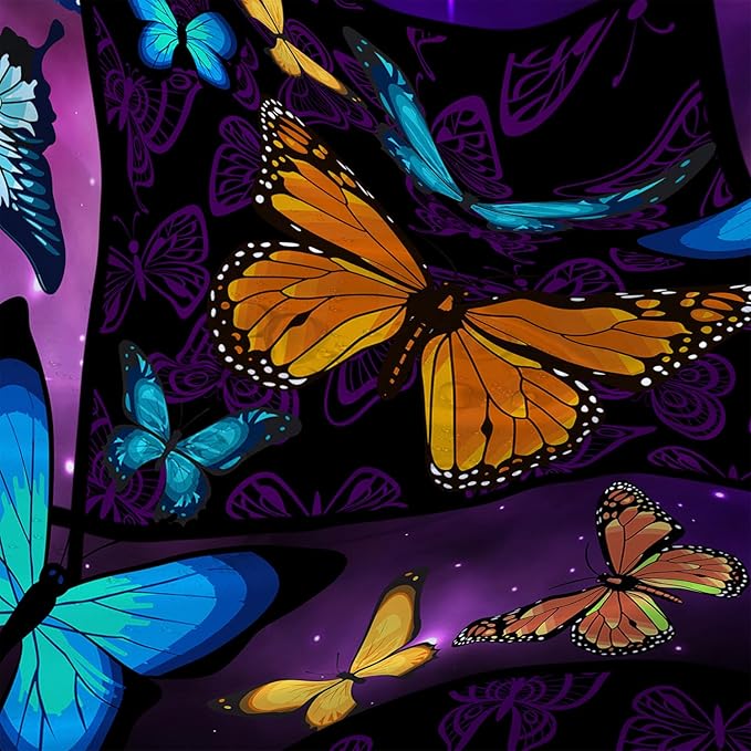 AILONEN Colorful Butterfly Shower Curtain,Animal Shower Curtain 36" W*72" H for Bathroom Decor,Mystic Purple Galaxy Butterfly Modern Shower Curtain Waterproof Bath Curtain with Grommets and 12 Hooks
