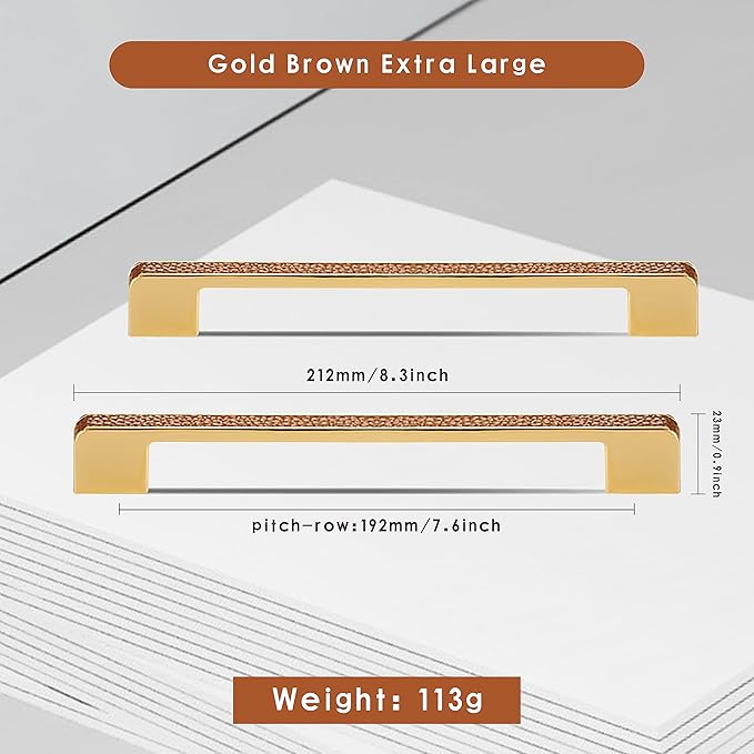 Leather Handle Brass Leather Handle Nordic Minimalist Style Handle Wardrobe Dressing Table Bedroom Living Room Kitchen Handle Hardware Furniture - 2 Pack (Brown, 192mm(7-1/2in))