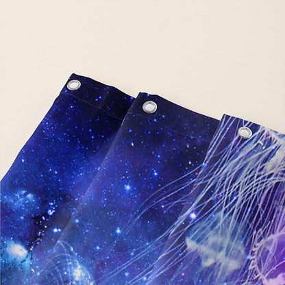 AILONEN 3D Whale Shower Curtains,Purple Galaxy Bath Curtains,Ocean Jellyfish Curtains for Kids Girls,Polyester Waterproof for Bathroom with 12 Hooks,36" W*72" H Purple