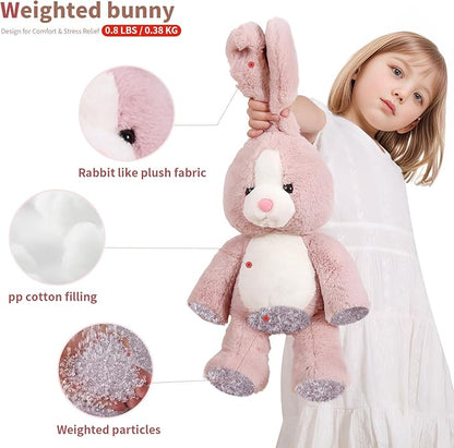 20 inch Long Ear Bunny Plush, Pink Bunny Weighted Stuffed Animals, Big Rabbit Plushies Pillow Toys, Birthday Gift for Kids and Adults.