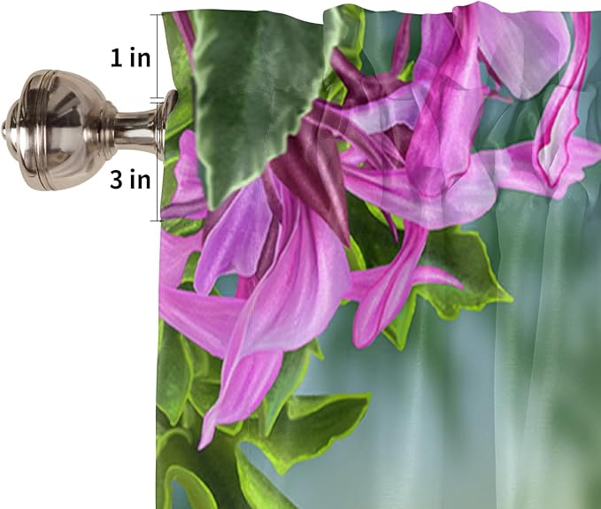 Pink Flowers Valance Curtains for Kitchen Window, Hummingbird Rod Pocket Valances Window Treatments Short Curtains for Bedroom/Living Room,54" X 18" -1 Panel,