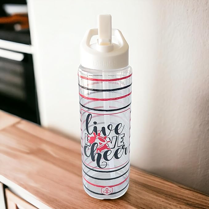 32oz Cheerleader Water Bottle with Straw Lid | BPA-Free Reusable Bottles for Cheerleaders, Cheer Team or Cheerleading Coach | Great Gifts for Girls, Coaches