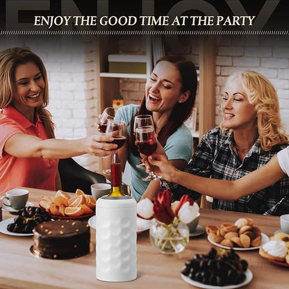 2 Pcs Wine Bottle Chiller Double Walled Portable Champagne Cooler Vacuum Insulated Wine Cooler Bucket Stainless Steel Wine Cooler Sleeve Wine Accessories Gift for Women Men Wine Insulator