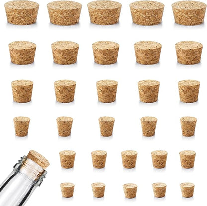 30 Pcs 6 Sizes Tapered Cork Plugs, Wine Bottle Corks Wood Bottle Corks Mini Wood Cork Stoppers Tapered Cork Plugs Replacement Small Craft Corks for Wine Beer Bottles Crafts Glass Bottle