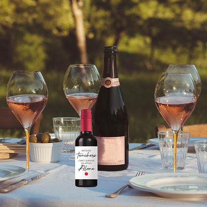 24Pcs Teachers Wine Labels, Teachers Gifts for Teachers, Teacher Retirement Appreciation Farewell Birthday Gifts, Because Teachers Can't Survive On Apples Alone Mini Wine Bottle Stickers Labels