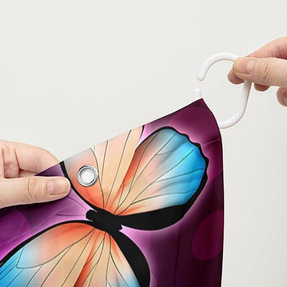 AILONEN Colorful Butterfly Shower Curtains,Gradient Butterfly Bath Curtain for Bathroom Decor,Polyester Waterproof with 12 Plastic Hooks 72" W*84" H
