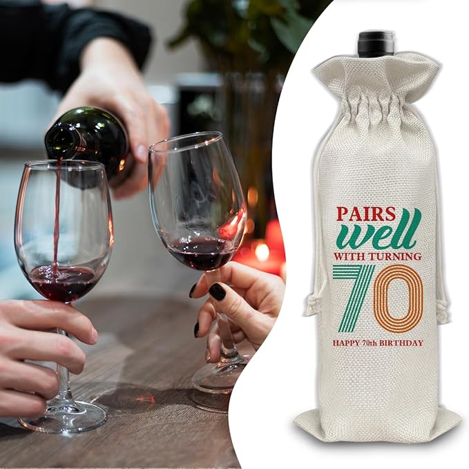 70th Birthday Gifts Wine Bag Congratulations Gifts for Women Men Parents Mom Dad Anniversary 1954 with Time Information Wine Gift Bag