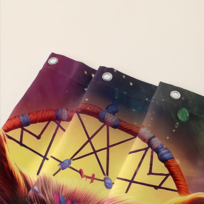 AILONEN 3D Wolf Dream Catcher Shower Curtain for Bathroom,Safari Wolf Printed Bath Curtain for Boys Men,Wildlife Decoration Shower Curtain Waterproof 60" W*72" H