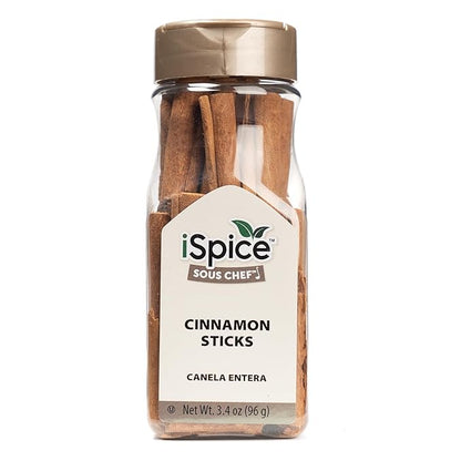 iSpice PREMIUM CINNAMON STICKS | Pure and Fresh | Essential Kitchen Spice | DELICIOUS- Free of ANY Artificial Colors | 3.6oz (96 gr)
