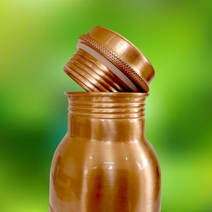 Ayurvedic Drinking Copper Water Bottle for Sports, Travel, Yoga & Everyday Use, Water Bottle for Gym, Office, Hiking, Outdoor Capacity 32 Oz (Design 6, 32 Oz)