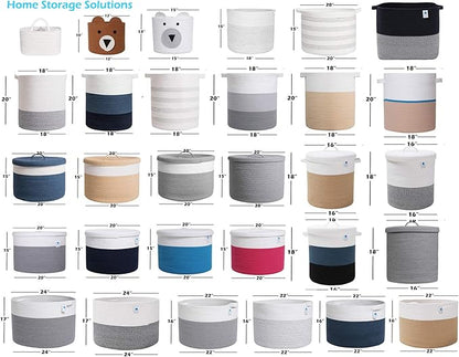 22" x 22" x 16" Mega Size Extra Large Storage Basket, Cotton Rope Storage Baskets, Woven Laundry Hamper, Cloth Storage Bin, for Clothes Towel Blanket Basket in Living Room, Large Basket Grey