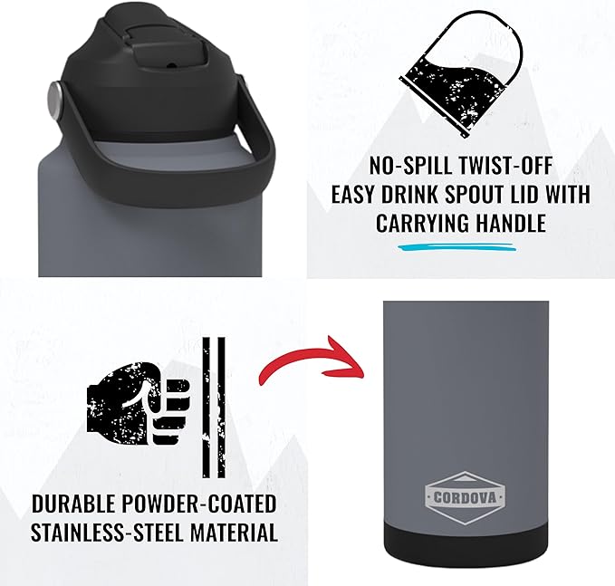 Cordova Outdoors Trailhead Class Water Bottle, Scree, 32 oz