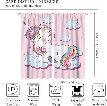 Unicorn Curtain for Kids Bedroom,Pink Cartoon Rainbow Darkening Curtains Decor Sliding Curtains Decorative Curtains for Girls Boys Baby Room,Living Room Decoration 42x54inch