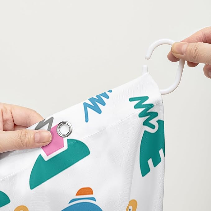 AILONEN Robots Shower Curtain,Modern Cartoon Super Robot Pattern Bathroom Decor for Boys Girls Teens Kids, 48" W*72" H Watercolor Robot Shower Curtain Set