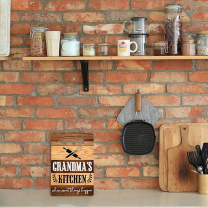 Farmhouse Kitchen Decor, Grandma Gift, Kitchen Signs Wall Decor, Grandma's Kitchen Where Sweet Things Happen Sign, Kitchen Gifts for Grandma Birthday 8 x 12 Inch